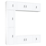 7 Piece TV Cabinet Set White Engineered Wood - Front View