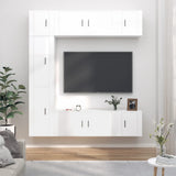 7 Piece TV Cabinet Set High Gloss White Engineered Wood