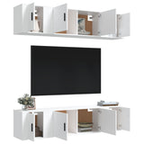 6 Piece TV Cabinet Set White Engineered Wood - Side View