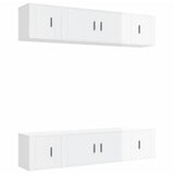 6 Piece TV Cabinet Set High Gloss White Engineered Wood