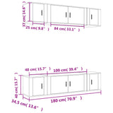 6 Piece TV Cabinet Set High Gloss White Engineered Wood - Close-Up Angle