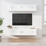 6 Piece TV Cabinet Set High Gloss White Engineered Wood
