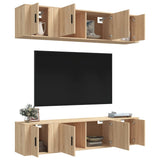 6 Piece TV Cabinet Set Sonoma Oak Engineered Wood - Side View