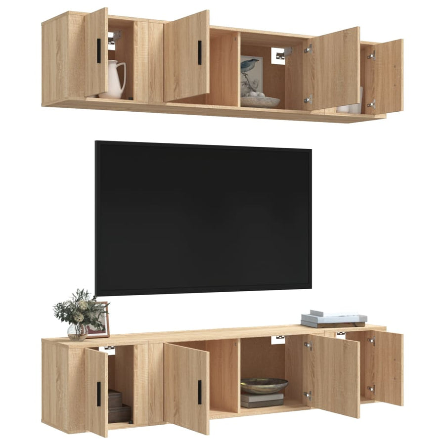 6 Piece TV Cabinet Set Sonoma Oak Engineered Wood