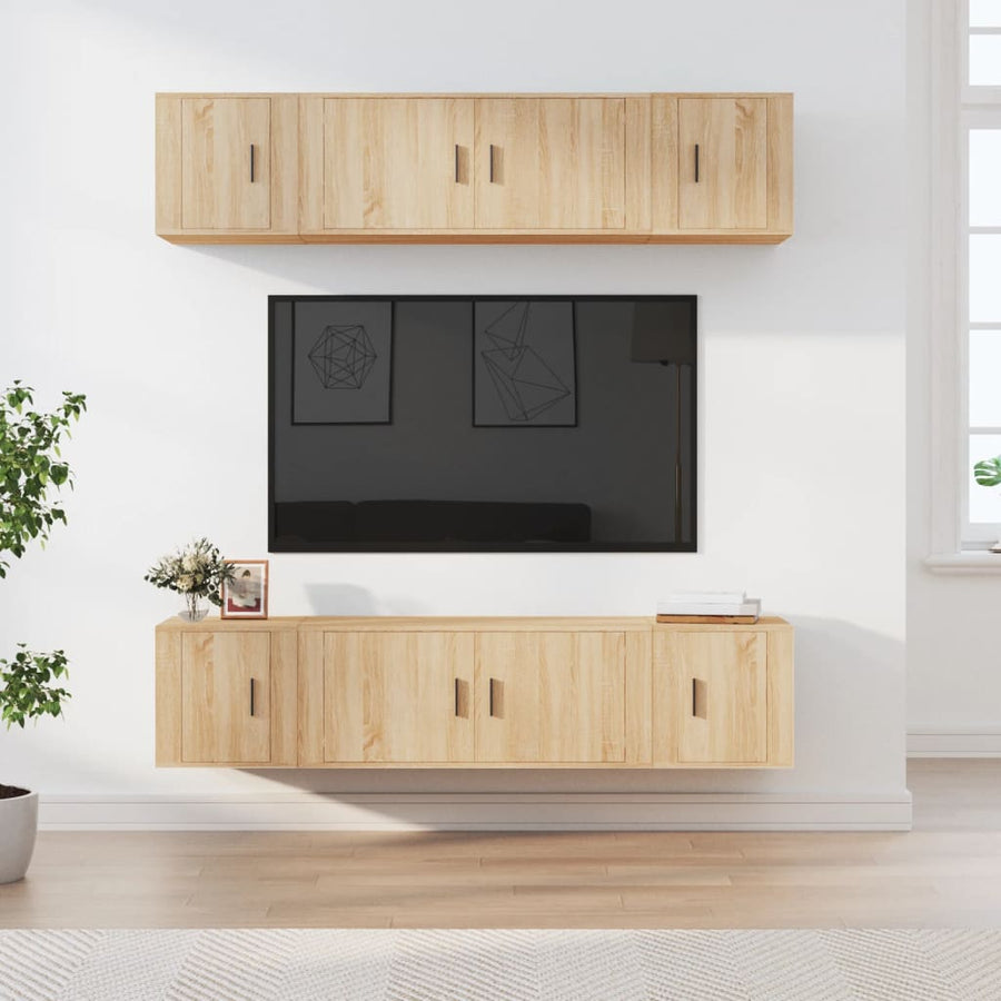 6 Piece TV Cabinet Set Sonoma Oak Engineered Wood