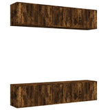 6 Piece TV Cabinet Set Smoked Oak Engineered Wood - Front View