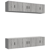 6 Piece TV Cabinet Set Grey Sonoma Engineered Wood - Front View