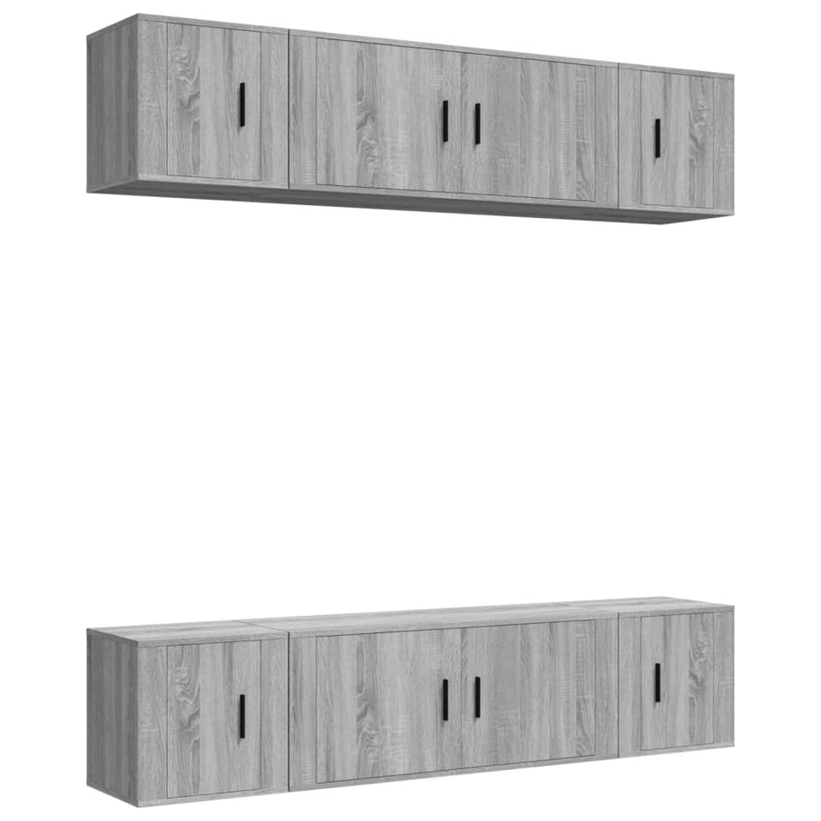 6 Piece TV Cabinet Set Grey Sonoma Engineered Wood