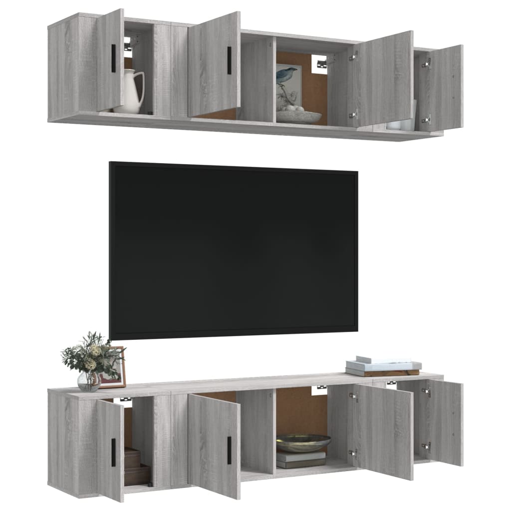6 Piece TV Cabinet Set Grey Sonoma Engineered Wood