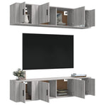 6 Piece TV Cabinet Set Grey Sonoma Engineered Wood