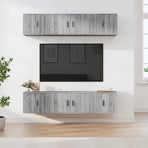 6 Piece TV Cabinet Set Grey Sonoma Engineered Wood