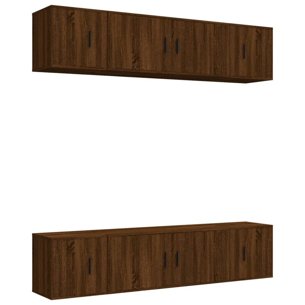 6 Piece TV Cabinet Set Brown Oak Engineered Wood