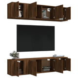 6 Piece TV Cabinet Set Brown Oak Engineered Wood - Side View