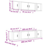 6 Piece TV Cabinet Set Brown Oak Engineered Wood - Close-Up Angle