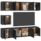 7 Piece TV Cabinet Set Black Engineered Wood - Side View