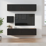 7 Piece TV Cabinet Set Black Engineered Wood
