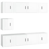 7 Piece TV Cabinet Set High Gloss White Engineered Wood