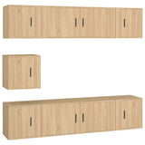 7 Piece TV Cabinet Set Sonoma Oak Engineered Wood - Front View
