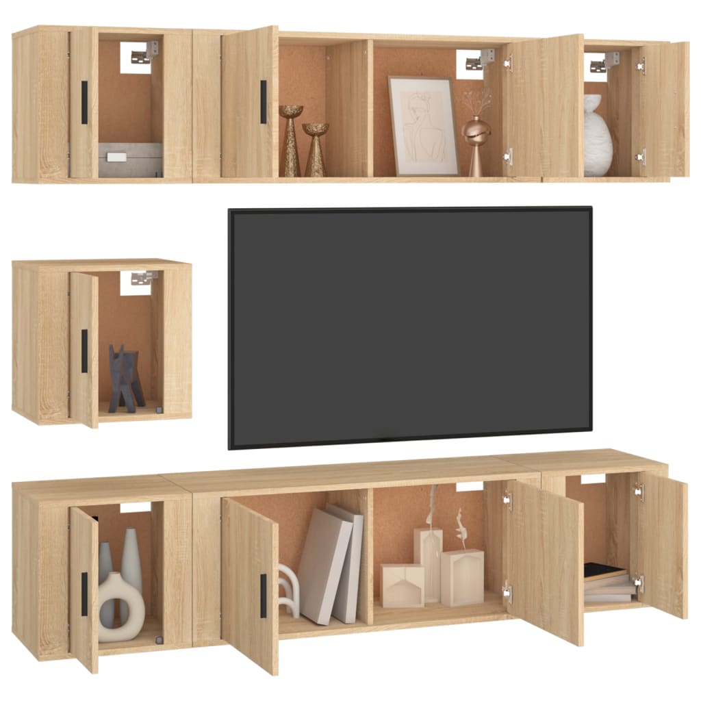 7 Piece TV Cabinet Set Sonoma Oak Engineered Wood