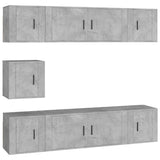 7 Piece TV Cabinet Set Concrete Grey Engineered Wood - Front View