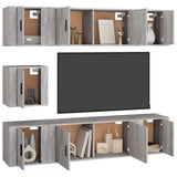 7 Piece TV Cabinet Set Concrete Grey Engineered Wood - Side View