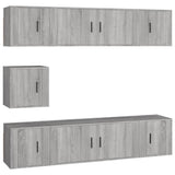 7 Piece TV Cabinet Set Grey Sonoma Engineered Wood - Front View