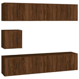 7 Piece TV Cabinet Set Brown Oak Engineered Wood - Front View