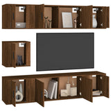 7 Piece TV Cabinet Set Brown Oak Engineered Wood