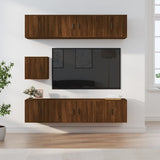 7 Piece TV Cabinet Set Brown Oak Engineered Wood
