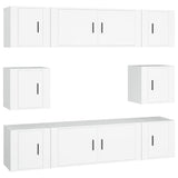 8 Piece TV Cabinet Set White Engineered Wood - Front View