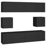8 Piece TV Cabinet Set Black Engineered Wood