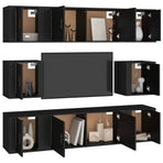 8 Piece TV Cabinet Set Black Engineered Wood