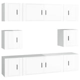 8 Piece TV Cabinet Set High Gloss White Engineered Wood