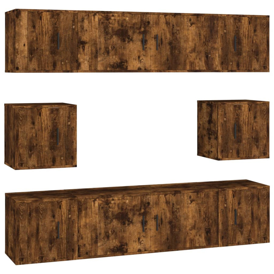 8 Piece TV Cabinet Set Smoked Oak Engineered Wood
