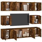 8 Piece TV Cabinet Set Smoked Oak Engineered Wood - Side View