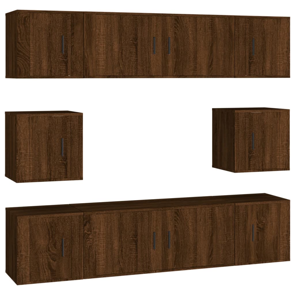 8 Piece TV Cabinet Set Brown Oak Engineered Wood