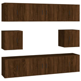 8 Piece TV Cabinet Set Brown Oak Engineered Wood - Front View