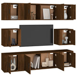 8 Piece TV Cabinet Set Brown Oak Engineered Wood - Side View