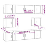 8 Piece TV Cabinet Set Brown Oak Engineered Wood - Close-Up Angle