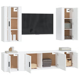 5 Piece TV Cabinet Set White Engineered Wood - Side View
