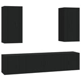 5 Piece TV Cabinet Set Black Engineered Wood
