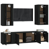 5 Piece TV Cabinet Set Black Engineered Wood