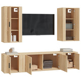 5 Piece TV Cabinet Set Sonoma Oak Engineered Wood - Side View