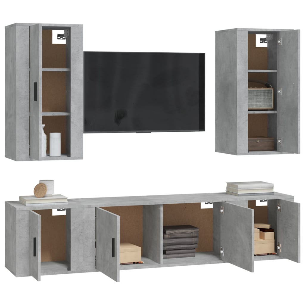 5 Piece TV Cabinet Set Concrete Grey Engineered Wood