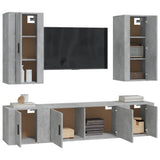 5 Piece TV Cabinet Set Concrete Grey Engineered Wood