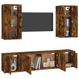 5 Piece TV Cabinet Set Smoked Oak Engineered Wood