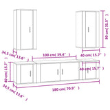 5 Piece TV Cabinet Set Smoked Oak Engineered Wood