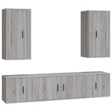 5 Piece TV Cabinet Set Grey Sonoma Engineered Wood - Front View