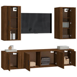 5 Piece TV Cabinet Set Brown Oak Engineered Wood - Side View
