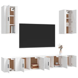 6 Piece TV Cabinet Set White Engineered Wood - Side View